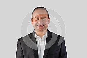 Smiling businessman portrait with copy space