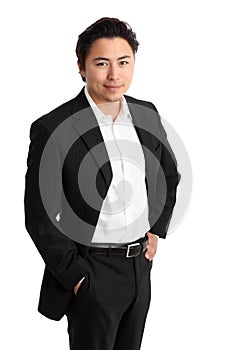 Smiling businessperson in suit and shirt