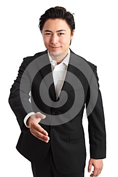 Smiling businessperson in suit and shirt