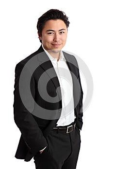 Smiling businessperson in suit and shirt