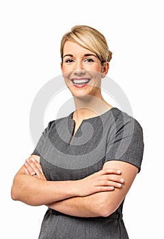 Smiling Businesswoman With Arms Crossed