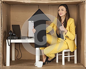 Smiling businesswoman enjoys the increase in goodwill photo