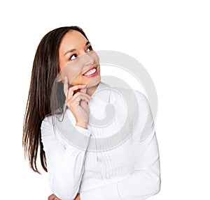 Smiling businesswoman in formalwear sitting