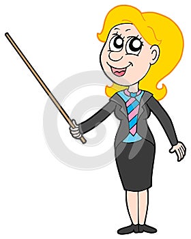 Smiling businesswoman with pointer