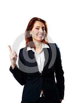 Smiling businesswoman with thumb up