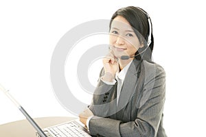 Smiling call center operator