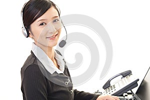Smiling call center operator
