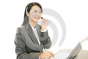 Smiling call center operator