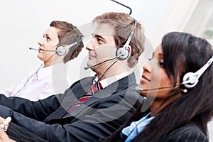 Smiling callcenter agent with headset support