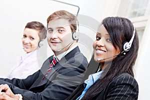 Smiling callcenter agent with headset support