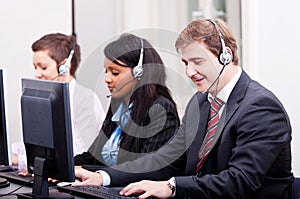 Smiling callcenter agent with headset support