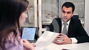 Smiling candidate during a job interview.