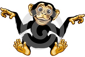 Smiling cartoon chimpanzee great ape