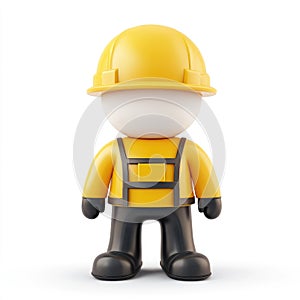**Title:** Safety First: Cartoon Worker in Protective Gear and Hard Hat photo