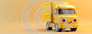 Smiling Cartoon Delivery Truck Icon Against Warm Background. Generative AI