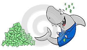 Smiling cartoon financial shark