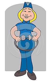 Smiling Cartoon Flight Attendant