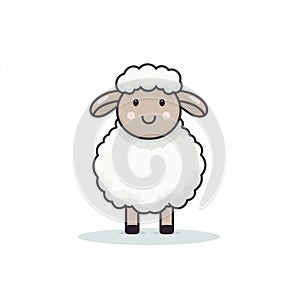 Smiling Cartoon Sheep Design On White Background