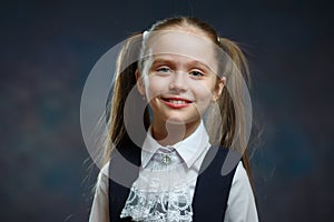 Smiling Caucasian Elementary Schoolgirl Portrait