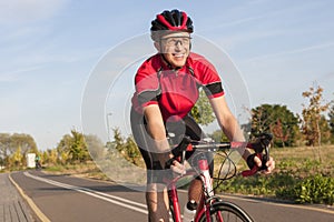 Smiling Caucasian Road Cyclist