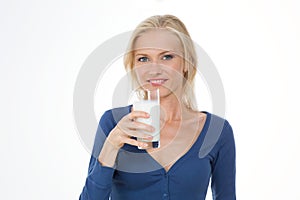 Smiling and caucasian woman on closeup