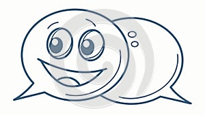 Smiling Chat Bubbles for Friendly Online Conversation, vector design Generative AI