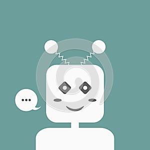 Smiling Chatbot with a speech bubble.