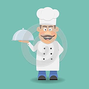 Smiling Chef, Cook or Kitchener. Cartoon character. Flat icon. photo