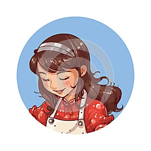 Smiling child chef cooking cute food icon