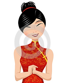 Čínština žena v tradiční oblečení 