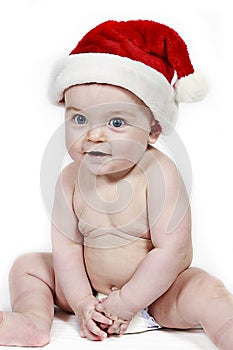 Smiling Christmas baby