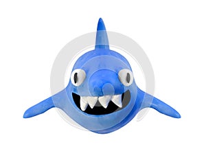 Smiling clay shark isolated with clipping path