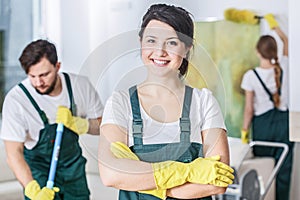 Smiling cleaning lady