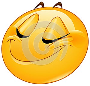 Smiling with closed eyes female emoticon