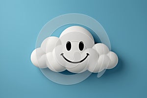 Blue background smiley face cloud material,Generative AI