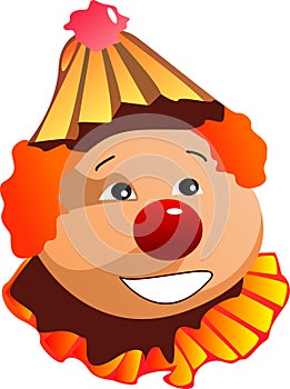 Smiling clown in a red hat