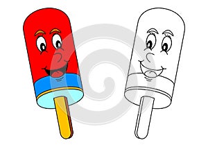 Smiling colored lolly as a coloring for little kids