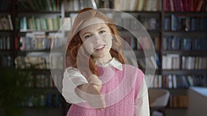 Smiling Confident Young Professional Business Woman hr Employer Looking at Camera Extending Hand for Handshake Offer