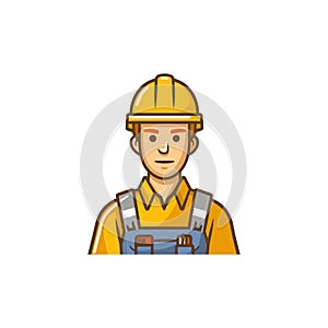 Smiling Construction Worker in Yellow Safety Gear. Vector illustration design