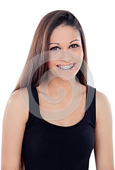 Smiling cool girl with brackets