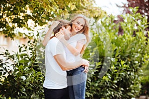 Smiling couple in park