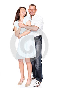 Smiling couple in studio