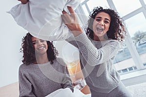 Smiling cousins feeling unforgettable spending family time