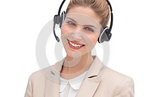 Smiling customer service agent