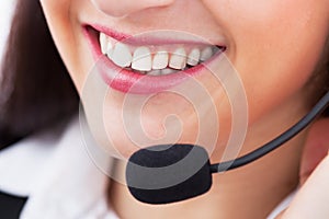 Smiling customer service representative