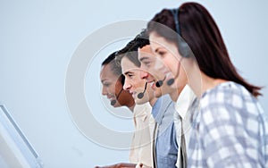 Smiling customer service representatives