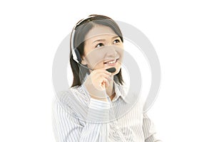 Smiling customer services operator