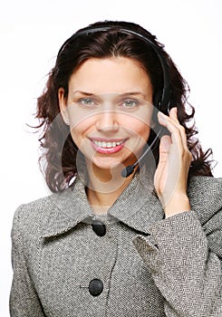 Smiling customer support operator