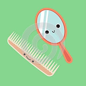 Smiling Cute Comb and Mirror, Habituate kid card.
