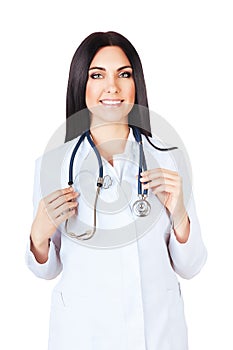 Smiling cute doctor with stethoscope